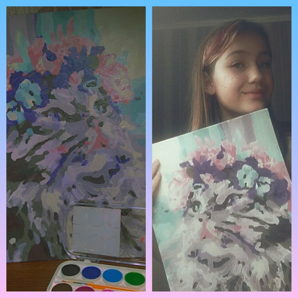 Grigoryeva, Alina 12, “A Pussycat in Spring” - Painting, Russia