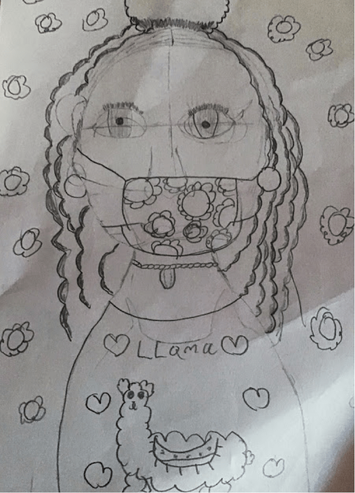 Quarantined Self-portrait by Zora McDowell, 10, USA