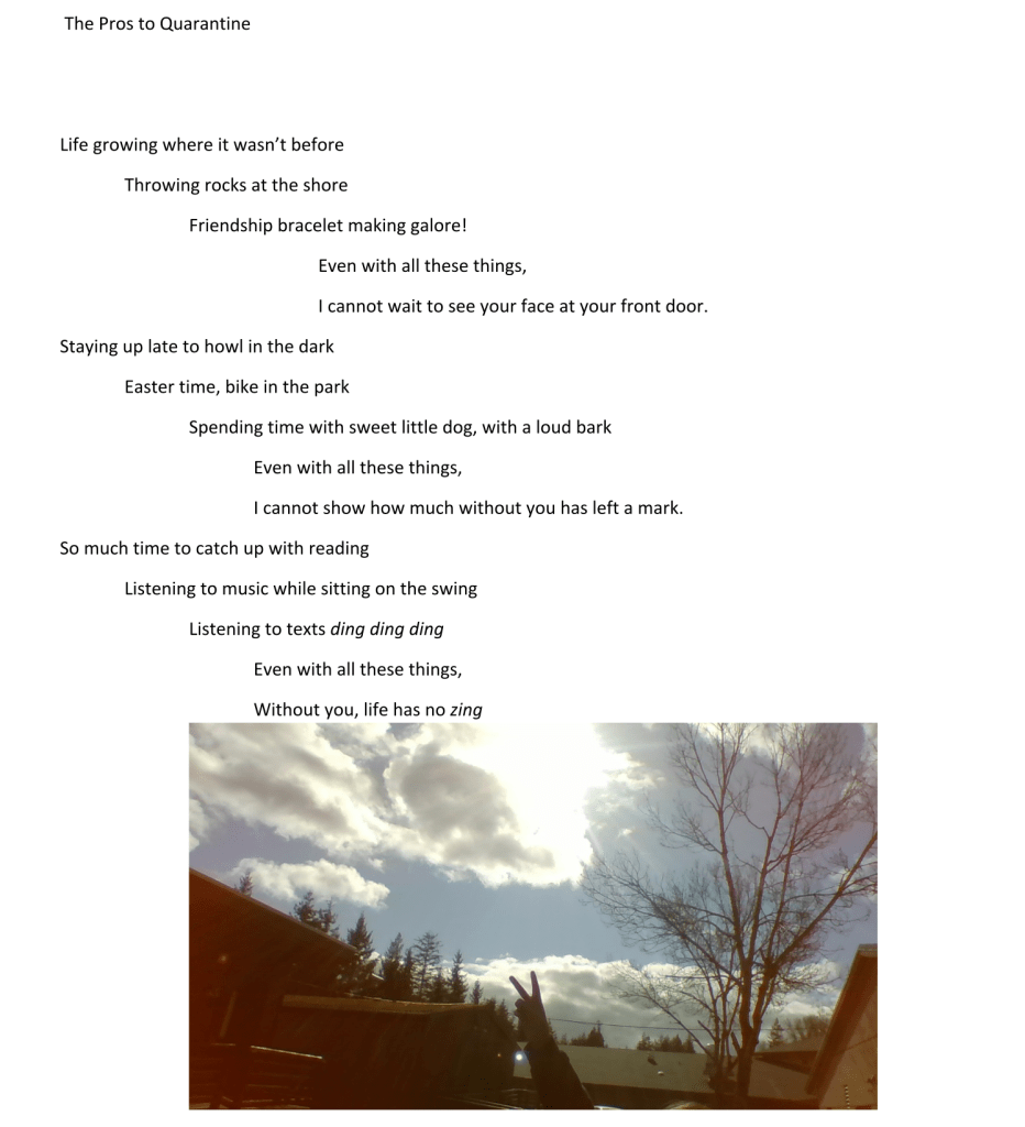 "The Pros of Quarantine" by Clementine Revard, 12, Bellingham, WA, USA